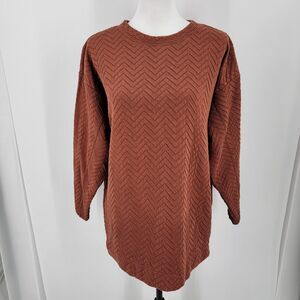 One Resource Pullover Womens Medium Textured Top Rust Orange Vintage